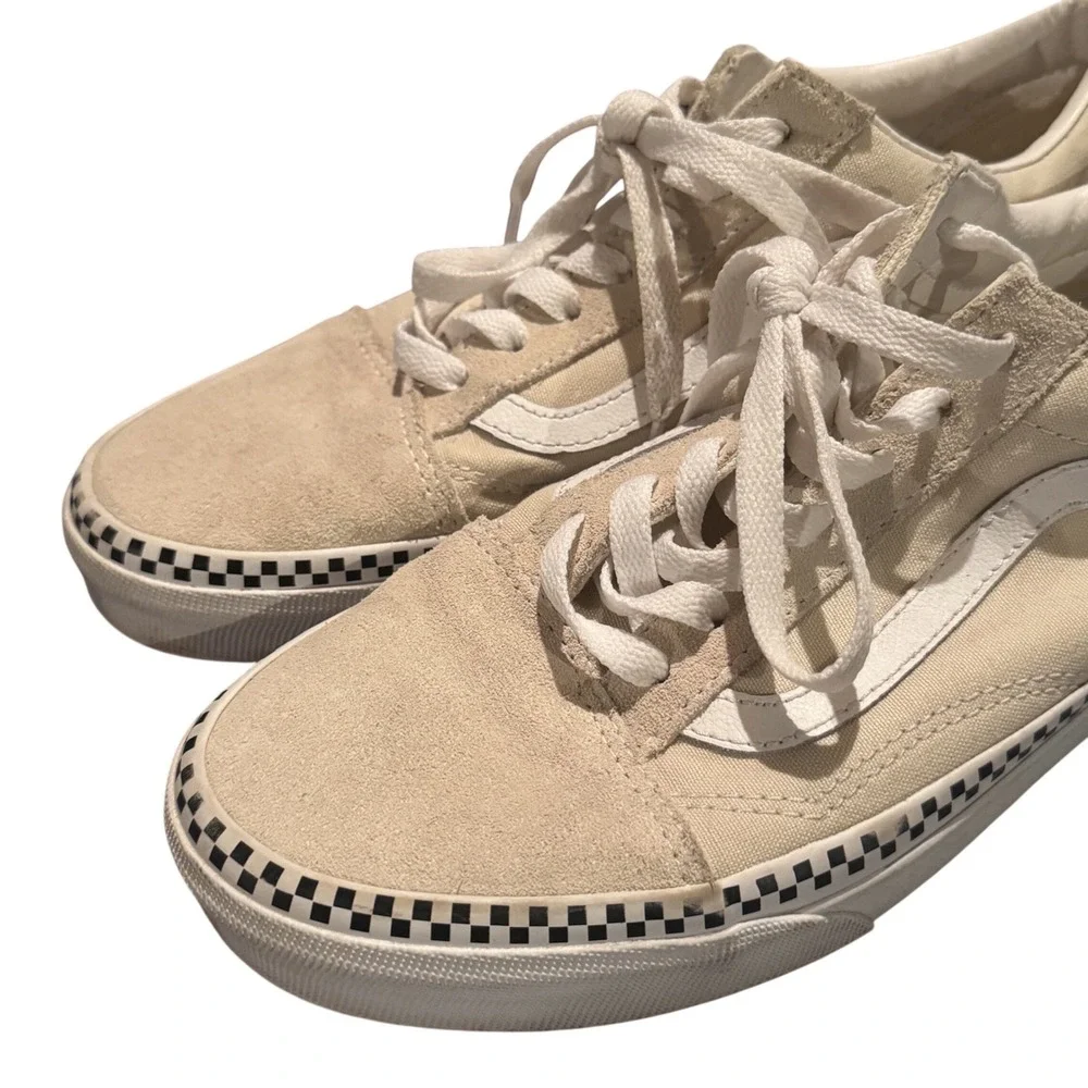 Vans Old Skool Checkerboard Foxing‎ Sneakers Cream Women's 7.5